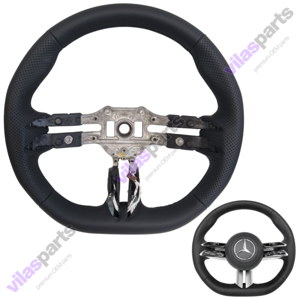 Mercedes-Benz W290 W223 W213 W206 W465 Steering Wheel Rim Black Leather Heated