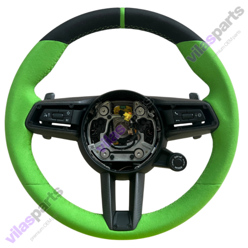 45a Porsche Steering Wheel Alcantara Green Gt3rs 992 GTS Carbon Heat