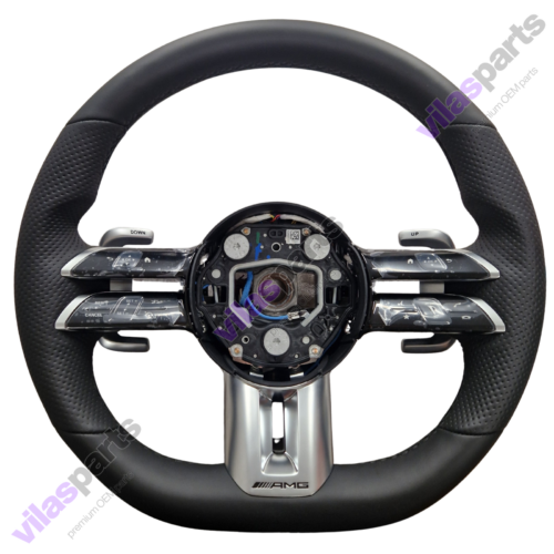49a Mercedes-Benz AMG W465 W213 E W238 W290 GT Nappa Leather Black Steering Wheel Heated