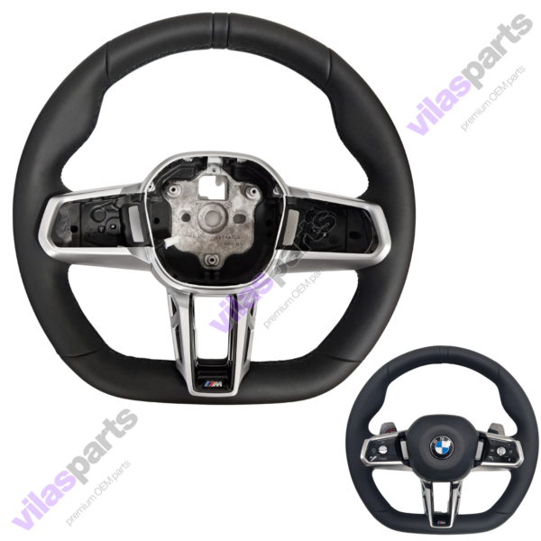 BMW 5 G60 G61 G68 7 G70 Steering Wheel Rim + Silver Trim