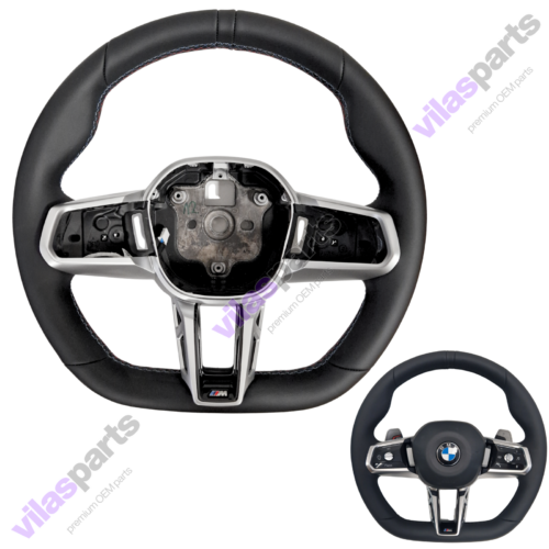 BMW 5 G60 G61 G68 7 G70 Steering Wheel Rim + M Stitches + Silver Trim