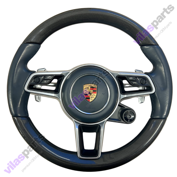 Porsche 911 9P1 Carbon Steering Wheel Graphite Blue Heating Vibro