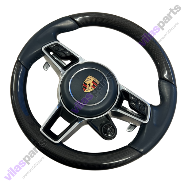 Porsche 911 9P1 Carbon Steering Wheel Graphite Blue Heating Vibro