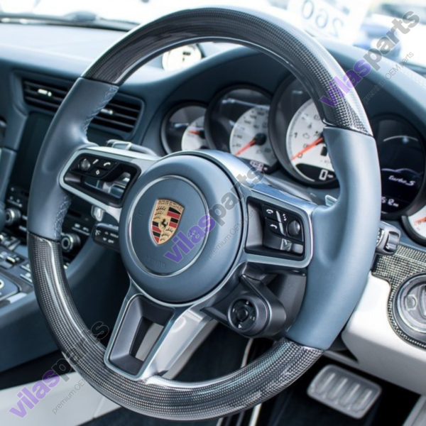 Porsche 911 9P1 Carbon Steering Wheel Graphite Blue Heating Vibro