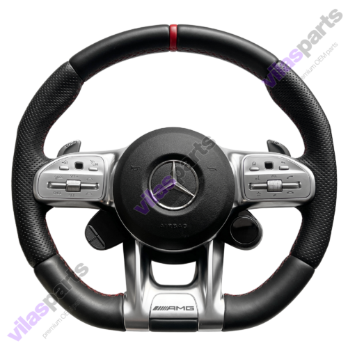 241a Mercedes-Benz AMG Steering Wheel A B C E GLE W177 W247 W205 W213 W253 RED Stitches